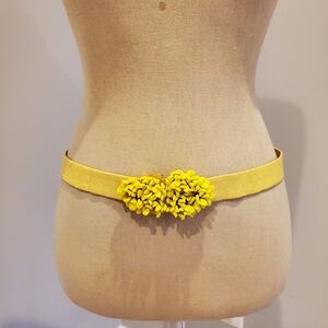 Christian Dior Vintage Leather and Peals Yellow Adjustable Belt